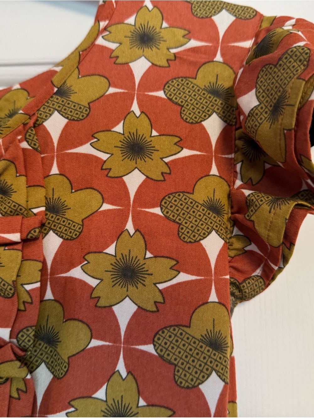 Matilda Jane Coral & Olive Floral Ruffle-Front Midi Dress - Picture 3 of 5